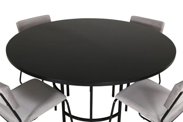 Imagine Copenhagen - Dining Table round - Black / Black+Kenth Chair - Black / Light Grey Velvet_4