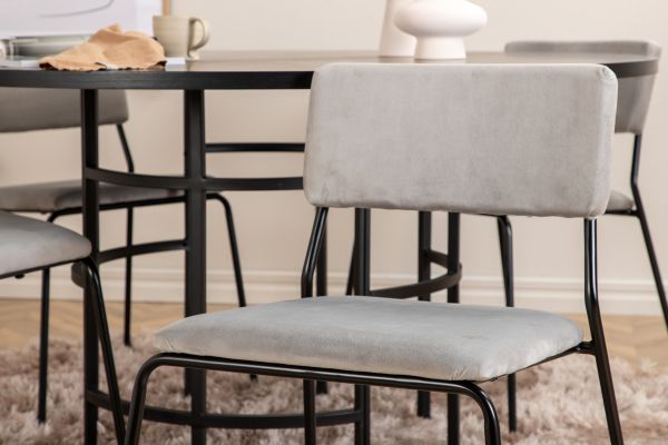 Imagine Copenhagen - Dining Table round - Black / Black+Kenth Chair - Black / Light Grey Velvet_4