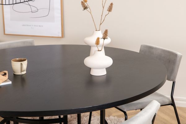 Imagine Copenhagen - Dining Table round - Black / Black+Kenth Chair - Black / Light Grey Velvet_4