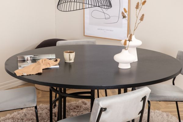 Imagine Copenhagen - Dining Table round - Black / Black+Kenth Chair - Black / Light Grey Velvet_4