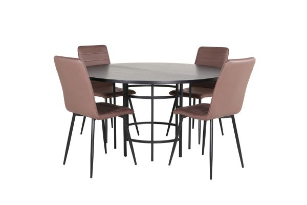 Imagine Copenhaga - Masă de dining rotundă - Negru / Negru+ Scaun Windu Lyx - Negru / Micro Fibre Maro_4