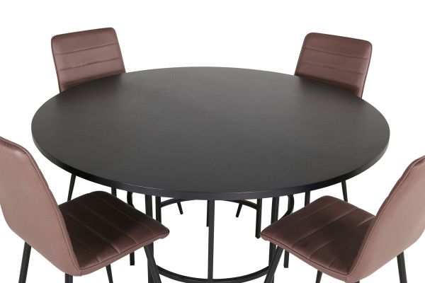 Imagine Copenhaga - Masă de dining rotundă - Negru / Negru+ Scaun Windu Lyx - Negru / Micro Fibre Maro_4