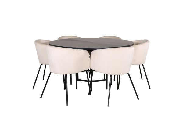 Imagine Copenhaga - Masă de dining rotundă - Negru / Negru+Scaun Berit - Negru / Velvet Bej_6