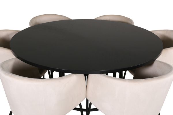 Imagine Copenhaga - Masă de dining rotundă - Negru / Negru+Scaun Berit - Negru / Velvet Bej_6