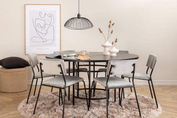 Imagine Copenhagen - Dining Table round - Black / Black+Kenth Chair - Black / Light Grey Velvet_6