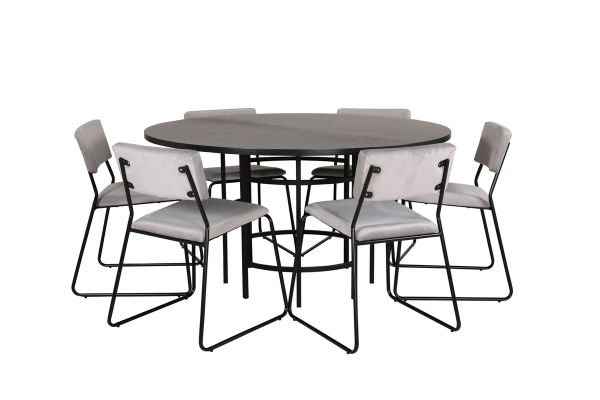 Imagine Copenhagen - Dining Table round - Black / Black+Kenth Chair - Black / Light Grey Velvet_6