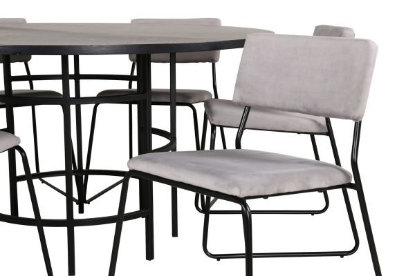 Imagine Copenhagen - Dining Table round - Black / Black+Kenth Chair - Black / Light Grey Velvet_6