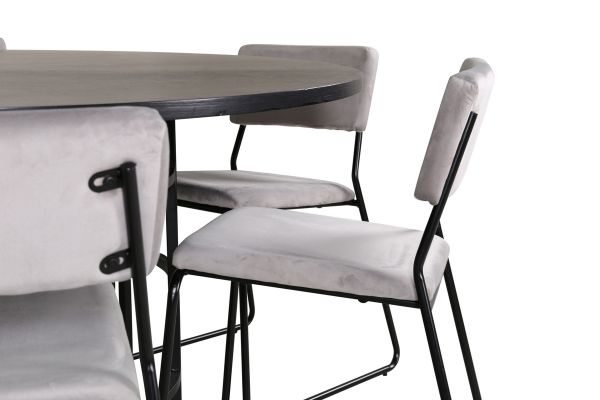 Imagine Copenhagen - Dining Table round - Black / Black+Kenth Chair - Black / Light Grey Velvet_6