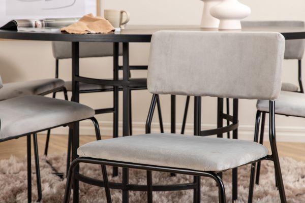 Imagine Copenhagen - Dining Table round - Black / Black+Kenth Chair - Black / Light Grey Velvet_6