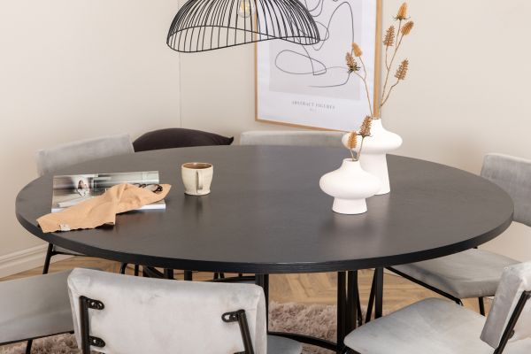 Imagine Copenhagen - Dining Table round - Black / Black+Kenth Chair - Black / Light Grey Velvet_6