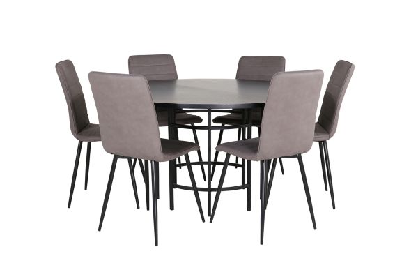 Imagine Copenhaga - Masă de Dining rotundă - Negru / Negru + Scaun Windu Lyx - Negru / Micro Fibre Gri_6