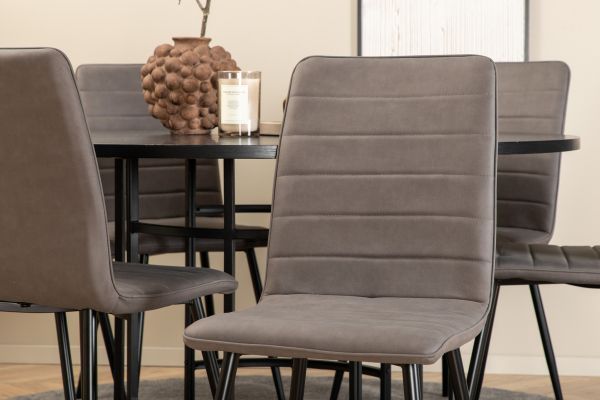 Imagine Copenhaga - Masă de Dining rotundă - Negru / Negru + Scaun Windu Lyx - Negru / Micro Fibre Gri_6