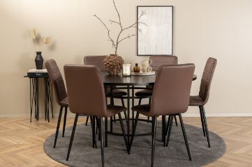 Imagine Copenhaga - Masă de dining rotundă - Negru / Negru + Scaun Windu Lyx - Negru / Fibre Micro Maro_6