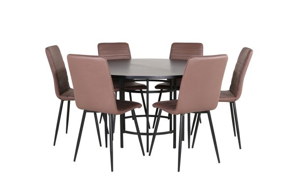 Imagine Copenhaga - Masă de dining rotundă - Negru / Negru + Scaun Windu Lyx - Negru / Fibre Micro Maro_6