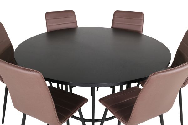 Imagine Copenhaga - Masă de dining rotundă - Negru / Negru + Scaun Windu Lyx - Negru / Fibre Micro Maro_6