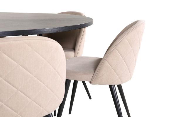 Imagine Copenhagen - Dining Table round - Black / Black+Velvet Stitches Chair - Black / Beige Fabric (Polyester linen )_6