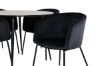 Imagine Masa de Dining Silar - Rotunda 100 cm - "Wood Look" Melamina / Picioare Negre + Scaun Berit - Negru / Catifea Neagra_4