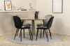 Imagine Masa de dining Silar - Rotunda 100 cm - "Look Lemn" Melamina / Picioare Negre + Scaun Emma - Negru / Negru si Gri deschis Catifea neagra in spate Gri deschis in fata_4