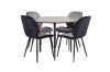 Imagine Masa de dining Silar - Rotunda 100 cm - "Look Lemn" Melamina / Picioare Negre + Scaun Emma - Negru / Negru si Gri deschis Catifea neagra in spate Gri deschis in fata_4