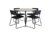 Imagine Masa de dining rotunda Silar - 100 cm - "aspect de lemn" Melamină / picioare negre + scaun Kenth - negru / PU negru_4