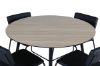 Imagine Masa de dining rotunda Silar - 100 cm - "aspect de lemn" Melamină / picioare negre + scaun Kenth - negru / PU negru_4