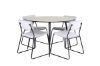 Imagine Masa de dining rotunda Silar - 100 cm - "Aspect Lemn" Melamina / Picioare Negre + Scaun Kenth - Negru / Catifea Gri deschis_4