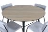 Imagine Masa de dining rotunda Silar - 100 cm - "Aspect Lemn" Melamina / Picioare Negre + Scaun Kenth - Negru / Catifea Gri deschis_4