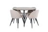 Imagine Silar Dining Table - Round 100 cm - "Wood Look" Melamine / Black Legs+Velvet Stitches Chair - Black / Beige Fabric (Polyester linen )_4