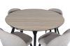 Imagine Silar Dining Table - Round 100 cm - "Wood Look" Melamine / Black Legs+Velvet Stitches Chair - Black / Beige Fabric (Polyester linen )_4