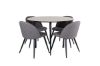 Imagine Masa de dining Silar - Rotundă 100 cm - "Aspect Lemn" Melamină / Picioare Negre+Scaun cu Stil Velur Gray - Negru / Microfibră Gri_4