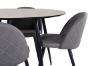 Imagine Masa de dining Silar - Rotundă 100 cm - "Aspect Lemn" Melamină / Picioare Negre+Scaun cu Stil Velur Gray - Negru / Microfibră Gri_4