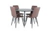 Imagine Silar Dining Table - Round 100 cm - Black Melamine / Black Legs+Windu Lyx Chair - Black / Brown Micro Fibre_4