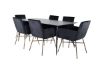 Imagine Masă de dining Silar - 180 cm - Black Melamine / Black Legs + Scaun Petra - Distressed Copper / Black Velvet_6