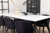 Imagine Masa de dining Jimmy, alb negru HPL + scaun de dining de catifea, picioare negre, material negru_6