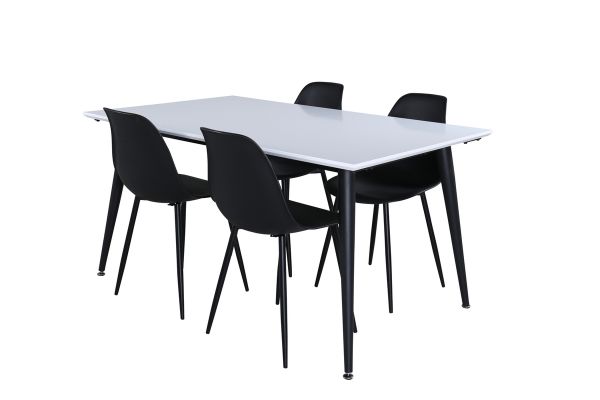 Imagine Masa de dining Jimmy, HPL negru alb + scaun de plastic Polar negru, picioare negre plastic_4