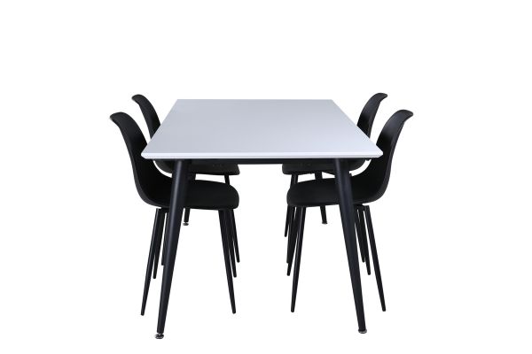 Imagine Masa de dining Jimmy, HPL negru alb + scaun de plastic Polar negru, picioare negre plastic_4