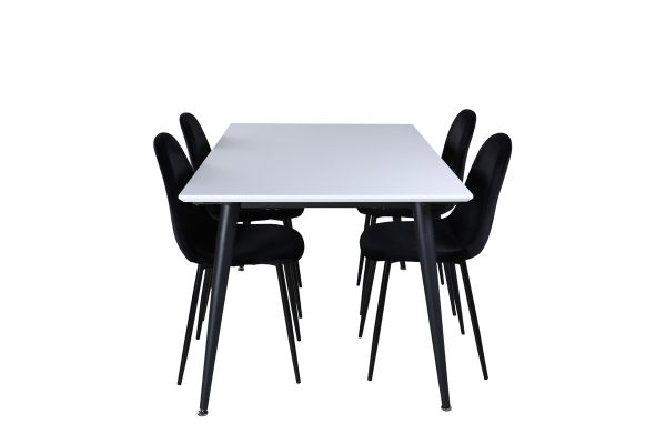 Imagine Masa de dining Jimmy, Negru Alb HPL + Scaun de dining Polar, Negru, picioare negre, catifea neagra (ers√§tter 19902,888)_4