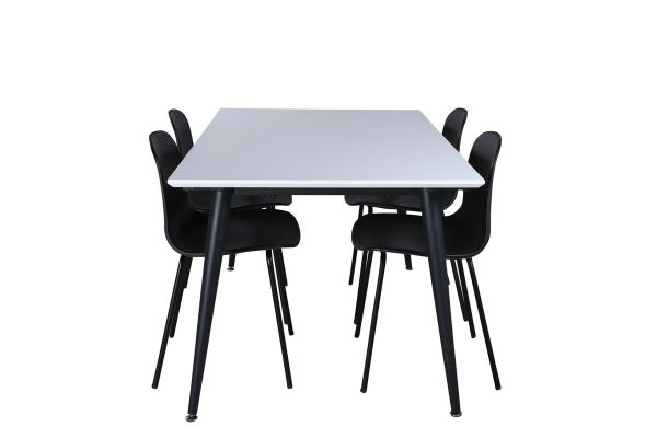 Imagine Masa de dining Jimmy, negru alb HPL+ Scaun de dining Arctic, picioare negre, plastic negru_4