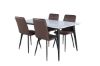 Imagine Masa de dining Jimmy, alb negru HPL+ 6 scaune de dining Windu Lyx, negru maro Micro Fibre_4