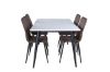 Imagine Masa de dining Jimmy, alb negru HPL+ 6 scaune de dining Windu Lyx, negru maro Micro Fibre_4