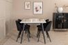 Imagine Masa de dining Jimmy, alb-negru HPL+Velvet Scaun de dining, picioare negre, material negru_4