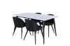 Imagine Masa de dining Jimmy, alb-negru HPL+Velvet Scaun de dining, picioare negre, material negru_4