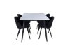 Imagine Masa de dining Jimmy, alb-negru HPL+Velvet Scaun de dining, picioare negre, material negru_4