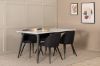 Imagine Masa de dining Jimmy, alb-negru HPL+Velvet Scaun de dining, picioare negre, material negru_4