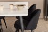 Imagine Masa de dining Jimmy, alb-negru HPL+Velvet Scaun de dining, picioare negre, material negru_4