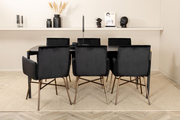 Imagine Pelle Dining Table , Black black Black+Petra Chair , Distressed Copper Black Velvet_6