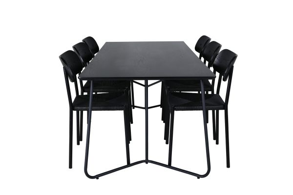 Imagine Masa de dining Pippi - Negru / Furnir negru + Scaun de dining Polly - Negru / Negru _6