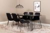 Imagine Masa de dining Petra, Veneer Negru + Scaun de dining Muce, Picioare Negre, Material Negru_6