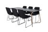 Imagine Masa de dining Petra, MDF negru cu furnir de cupru distorsionat + scaun de dining Muce, picioare negre, material negru_6