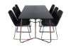 Imagine Masa de dining Petra, MDF negru cu furnir de cupru distorsionat + scaun de dining Muce, picioare negre, material negru_6